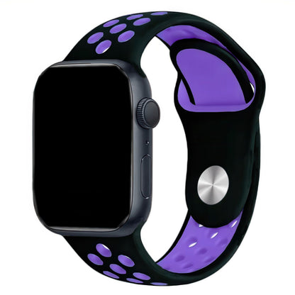 Silicone Sport Watch Band For Apple Watch In Black And Purple DiscountAStraps