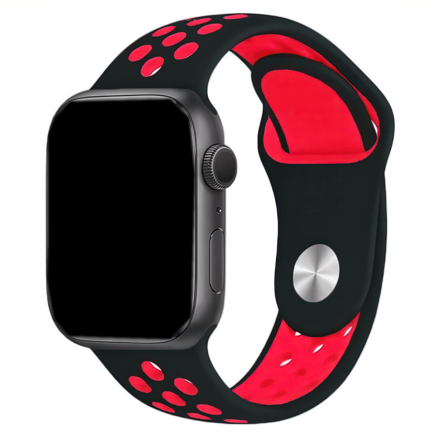 Silicone Sport Watch Band For Apple Watch In Black And Red DiscountAStraps