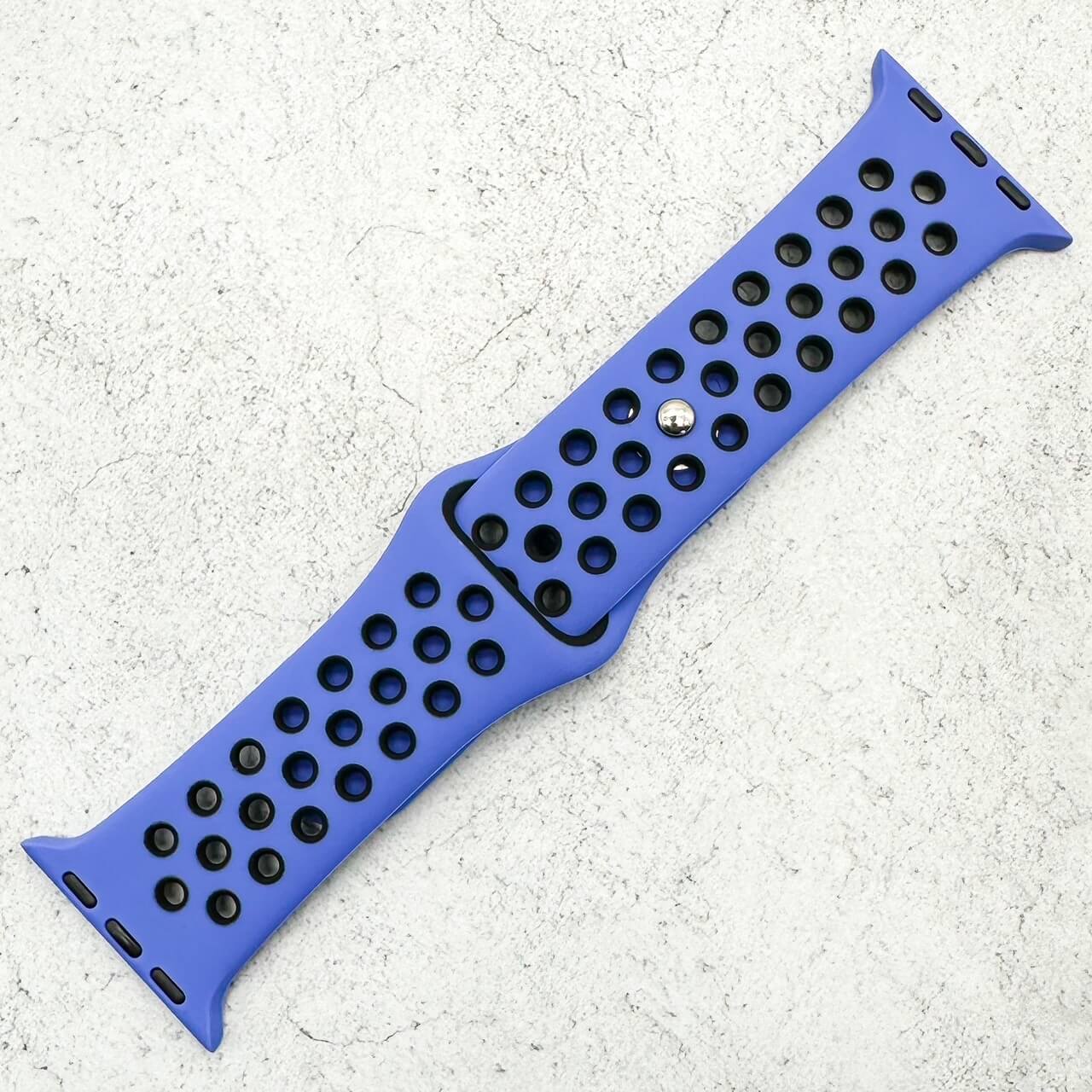 Silicone Sport Watch Band For Apple Watch In Blue And Black 1