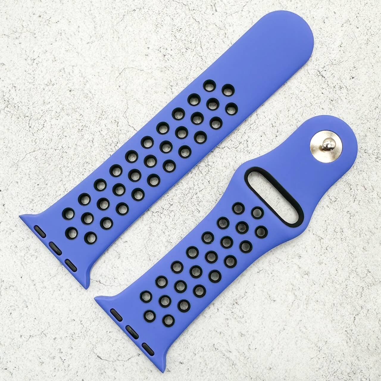 Silicone Sport Watch Band For Apple Watch In Blue And Black 2