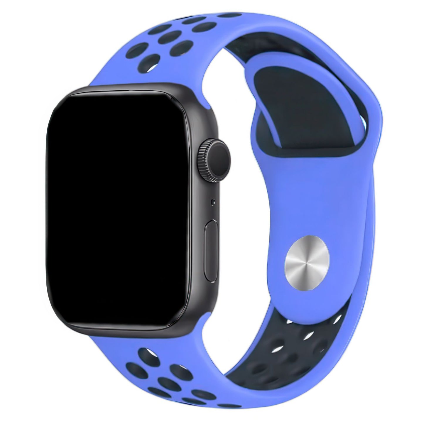 Silicone Sport Watch Band For Apple Watch In Blue And Black DiscountAStraps