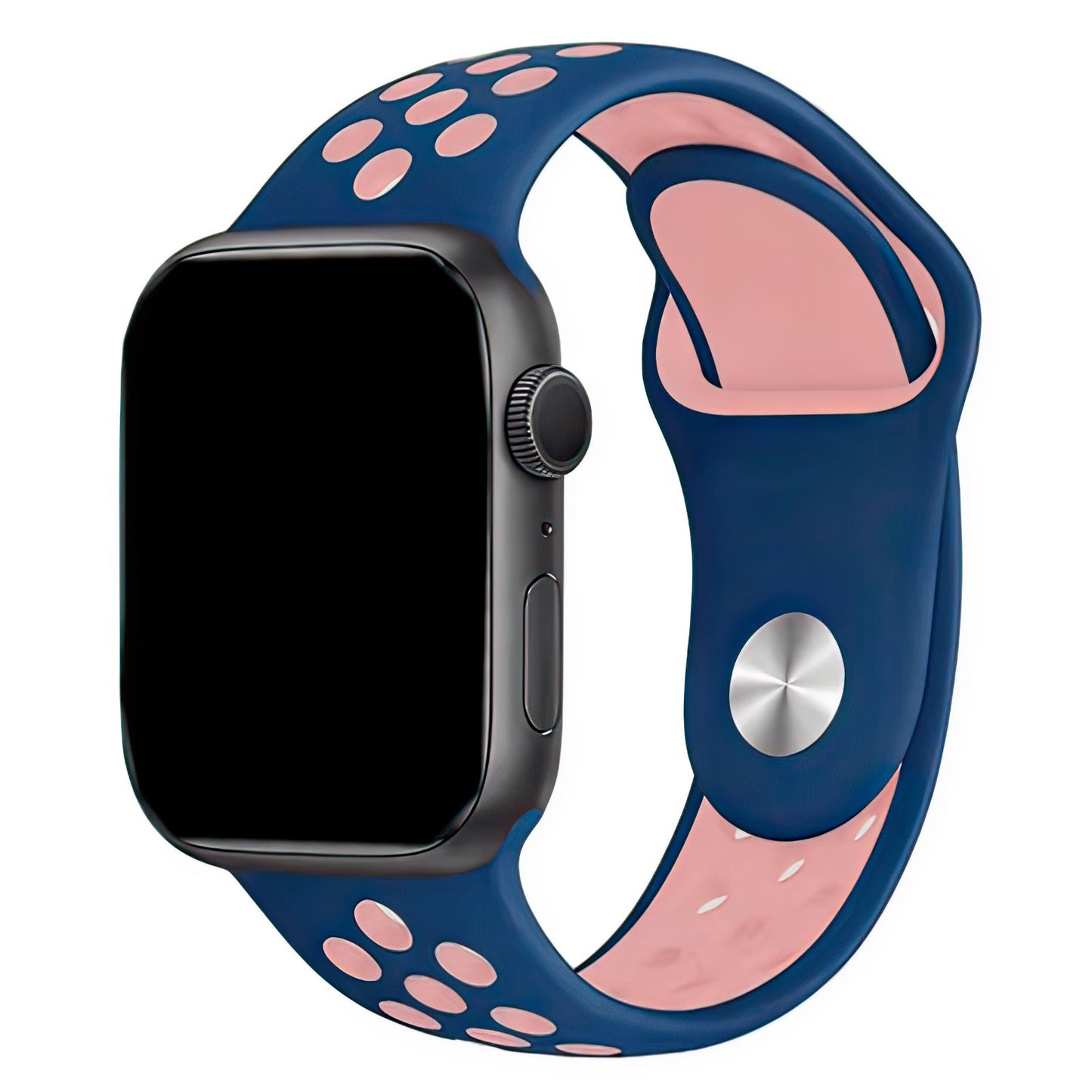 Silicone Sport Watch Band For Apple Watch In Blue And Pink DiscountAStraps