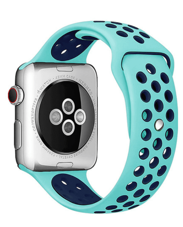 Silicone Sport Watch Band For Apple Watch Aqua-Navy