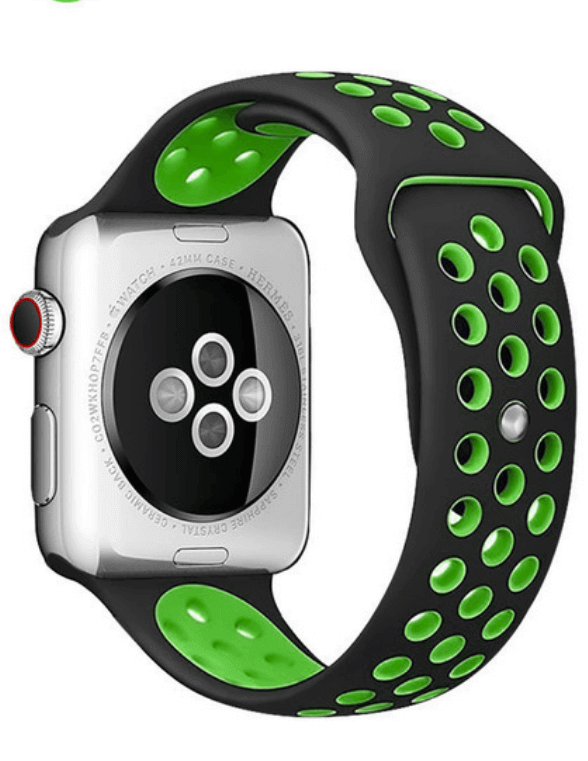 Silicone Sport Watch Band For Apple Watch Black-Green