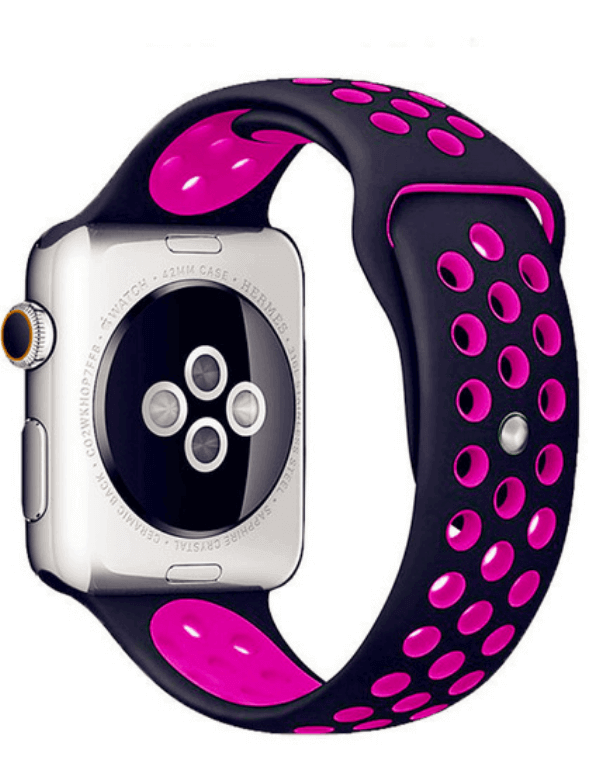 Silicone Sport Watch Band For Apple Watch Black-Pink
