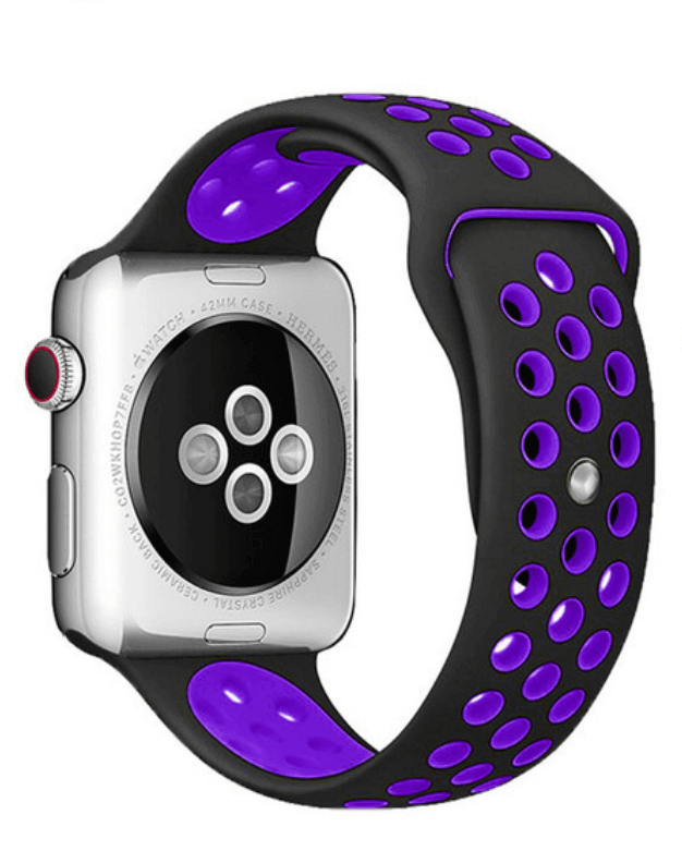 Silicone Sport Watch Band For Apple Watch Black-Purple