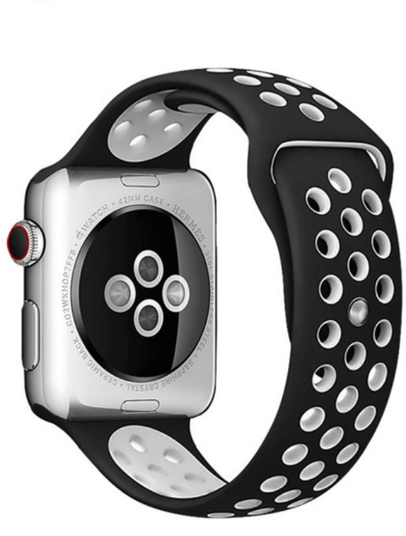 Silicone Sport Watch Band For Apple Watch Black-White