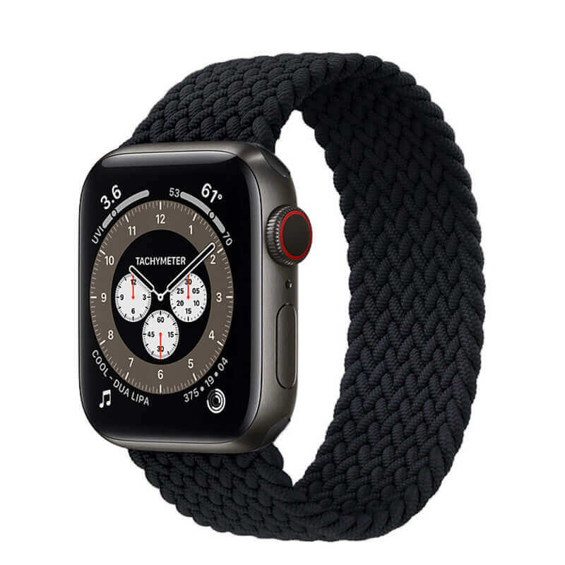 Braided Elastic Strap For Apple Watch Jet Black