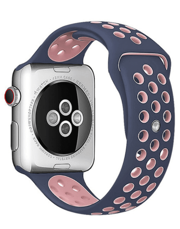 Silicone Sport Watch Band For Apple Watch Navy-Pink