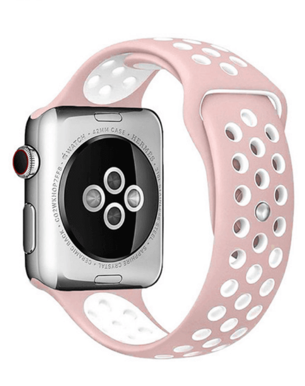 Silicone Sport Watch Band For Apple Watch Pink-White