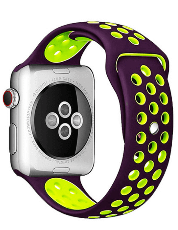 Silicone Sport Watch Band For Apple Watch Purple-Green